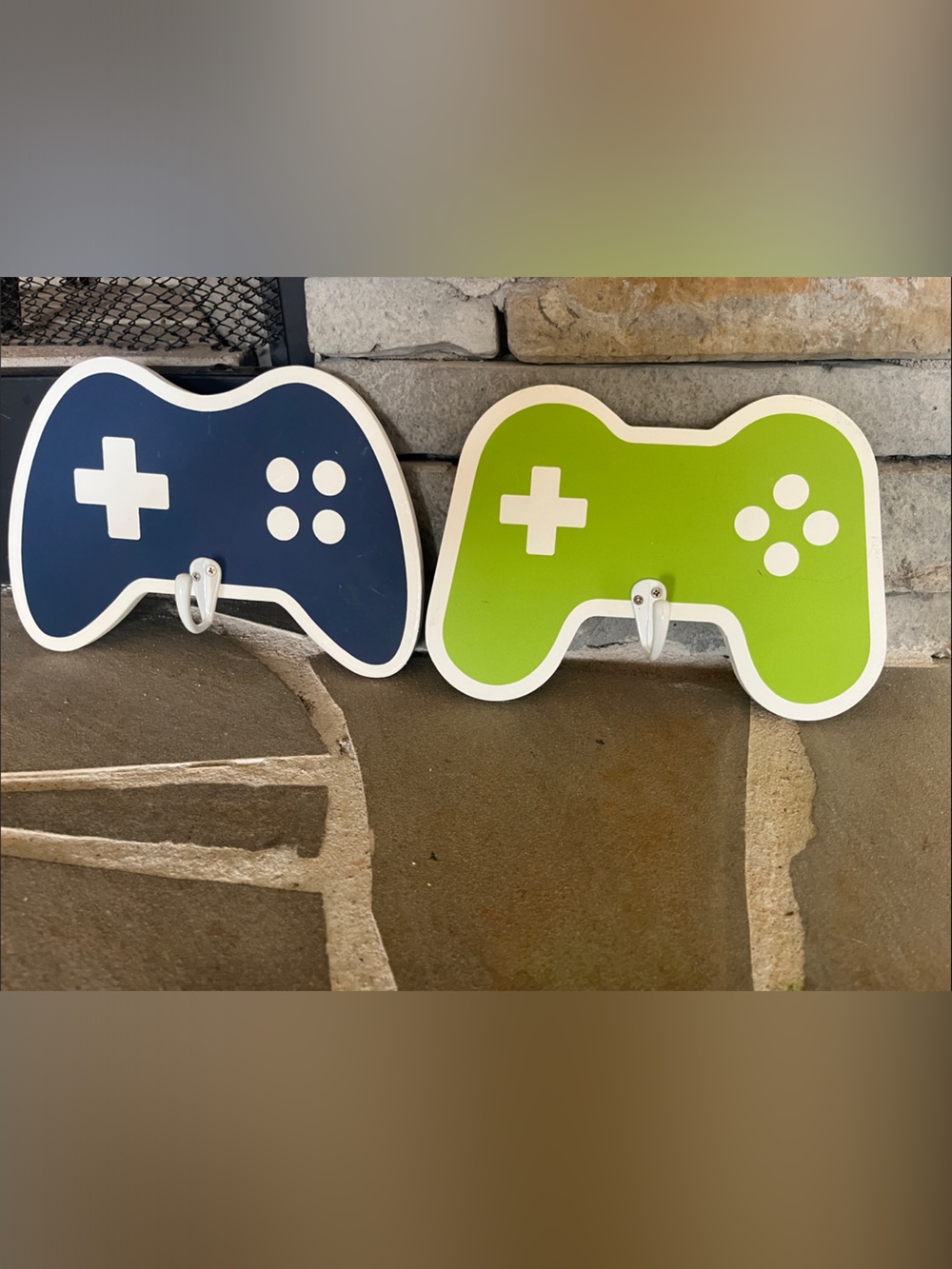 Novelty Gamepad Wall Hooks - Blue and Lime Green
